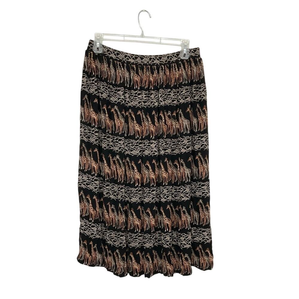 VTG Stonebridge Giraffe Safari Black/Brown Maxi Skirt Size X-Large Elastic Waist - Picture 2 of 7